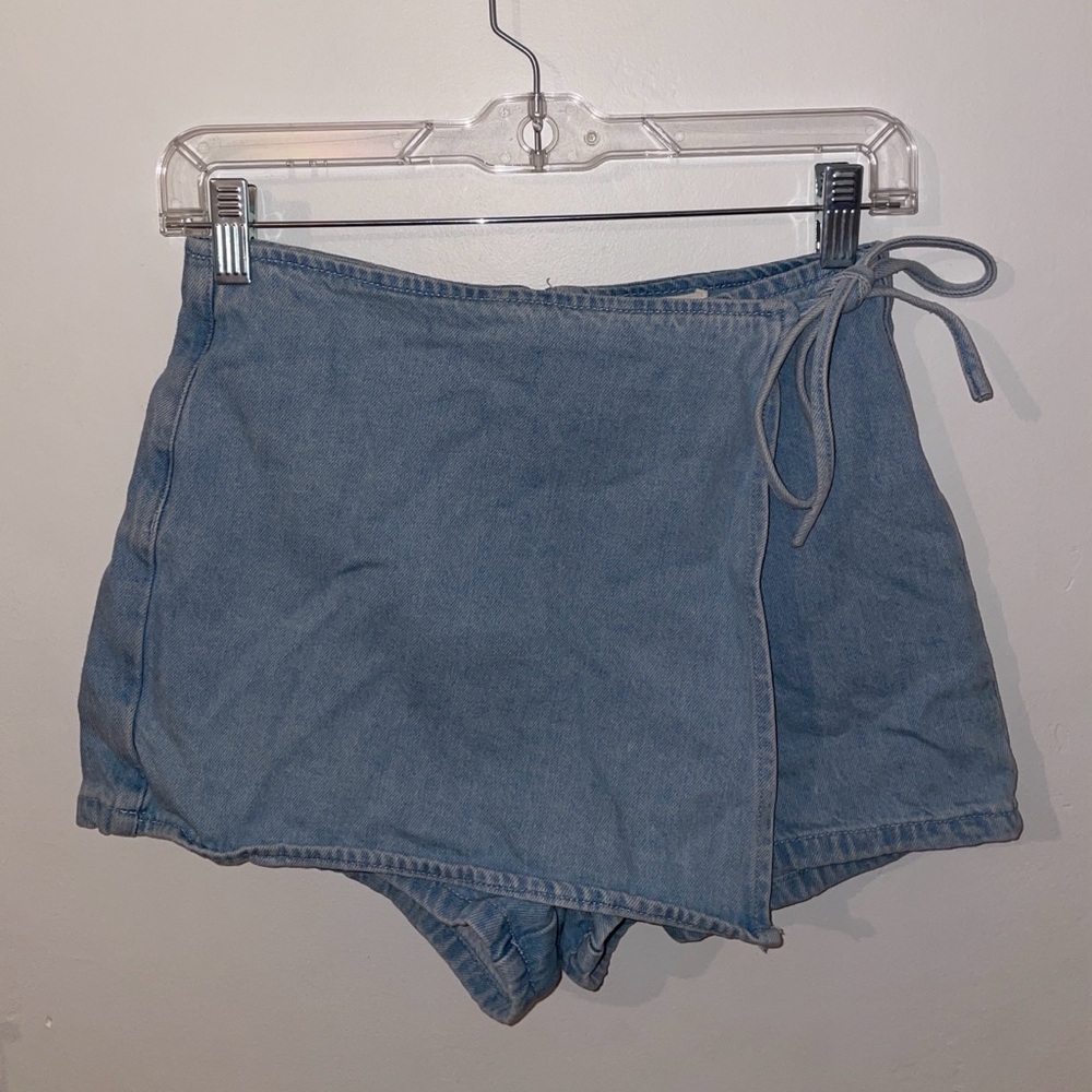 PacSun Light Blue Denim Wrap Skort